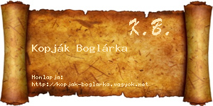 Kopják Boglárka névjegykártya